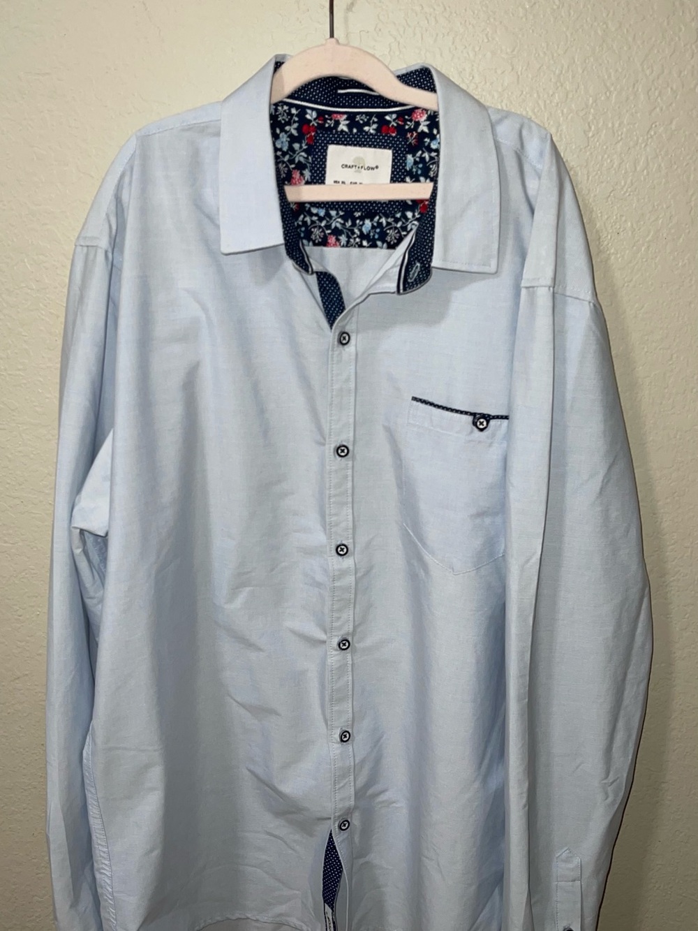 Light Blue Women's Button-Down Shirt with Contrast Trim
